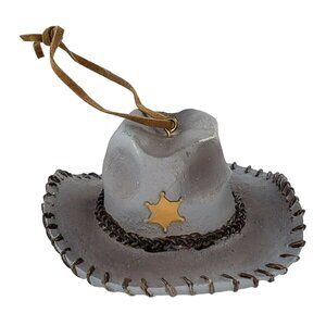 Cowboy Hat Grey Sheriff Christmas Ornament Western